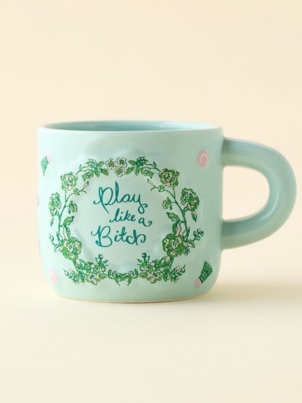 NIB Play Like A Babe Ceramic Mug Sport Toile OS